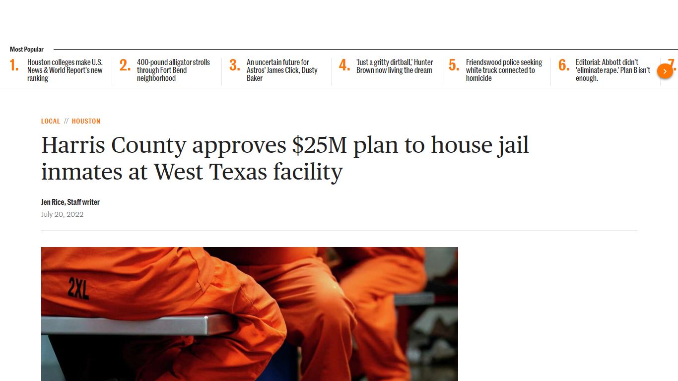 Harris County approves $25M plan to house jail inmates at West Texas ...